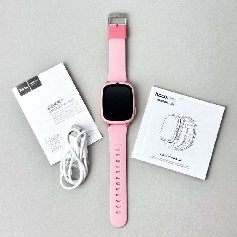 Дитячий годинник Smart Hoco Y106 4G (Рожевий)