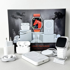 Комплект Ultrа Pro 6в1 - Watch Ultra 8 / Air Pro 2 / Battary Pack / MagSafe / 20W Type-С / Кабель 3х / Ремінець (Білий)