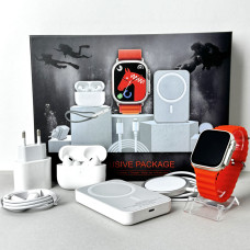 Комплект Ultrа Pro 6в1 - Watch Ultra 8 / Air Pro 2 / Battary Pack / MagSafe / 20W Type-С / Кабель 3х / Ремінець (Помаранчевий)