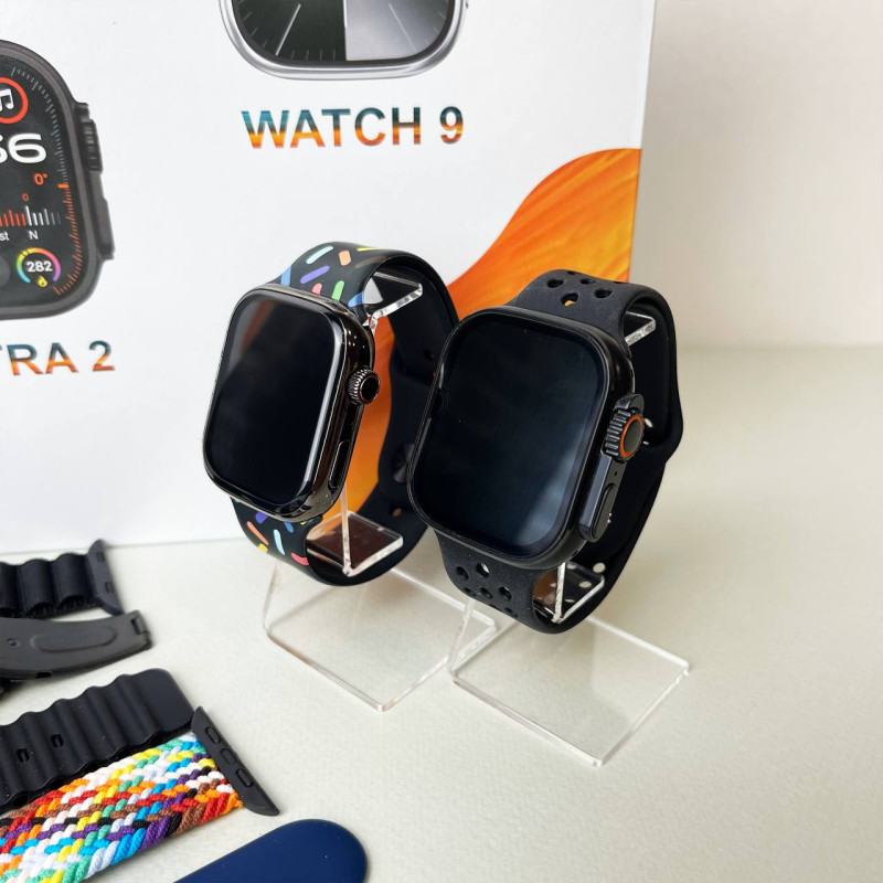 Комплект i60 - Watch Ultra 2 / Smart Watch 9 / Air Pro 2 / 7 ремінців / 2 захисних чохла (Чорний)