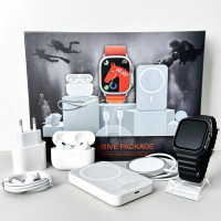 Комплект Ultrа Pro 6в1 - Watch Ultra 8 / Air Pro 2 / Battary Pack / MagSafe / 20W Type-С / Кабель 3х / Ремінець (Чорний) UA