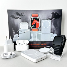 Комплект Ultrа Pro 6в1 - Watch Ultra 8 / Air Pro 2 / Battary Pack / MagSafe / 20W Type-С / Кабель 3х / Ремінець (Чорний) UA