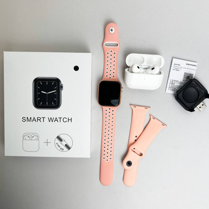 Комплект Basic T55 - Air Pro 2 / Smart Watch / 2 ремінці (Рожевий)