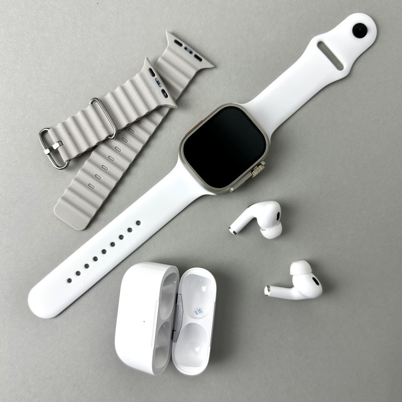 Комплект HR5 Ultra 3 - Watch Ultra / Air Pro 2 / 2 ремінця (Білий)