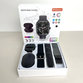 Комплект WK76 - Smart Watch / Навушники Air Dots / 3 ремінці / Захисний чохол та плівка (Чорний)