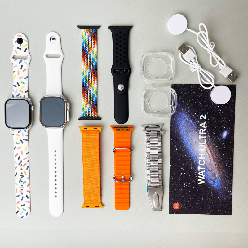 Комплект i50 - Watch Ultra 2 / Smart Watch 9 / 7 ремінців / 2 захисних чохла (Білий)