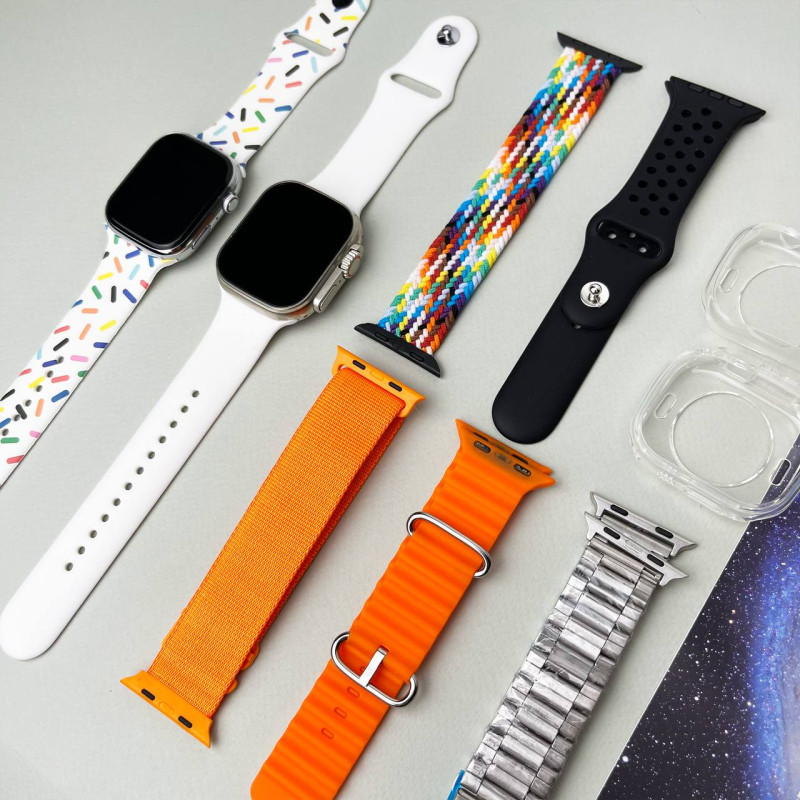 Комплект i50 - Watch Ultra 2 / Smart Watch 9 / 7 ремінців / 2 захисних чохла (Білий)