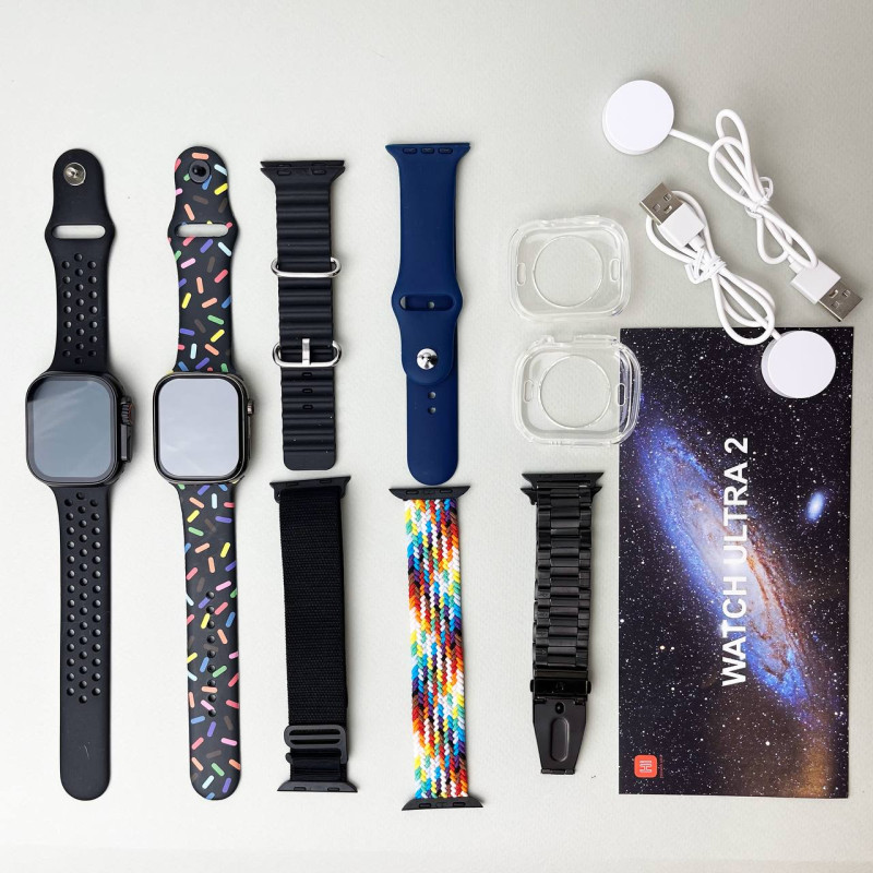 Комплект i50 - Watch Ultra 2 / Smart Watch 9 / 7 ремінців / 2 захисних чохла (Чорний)