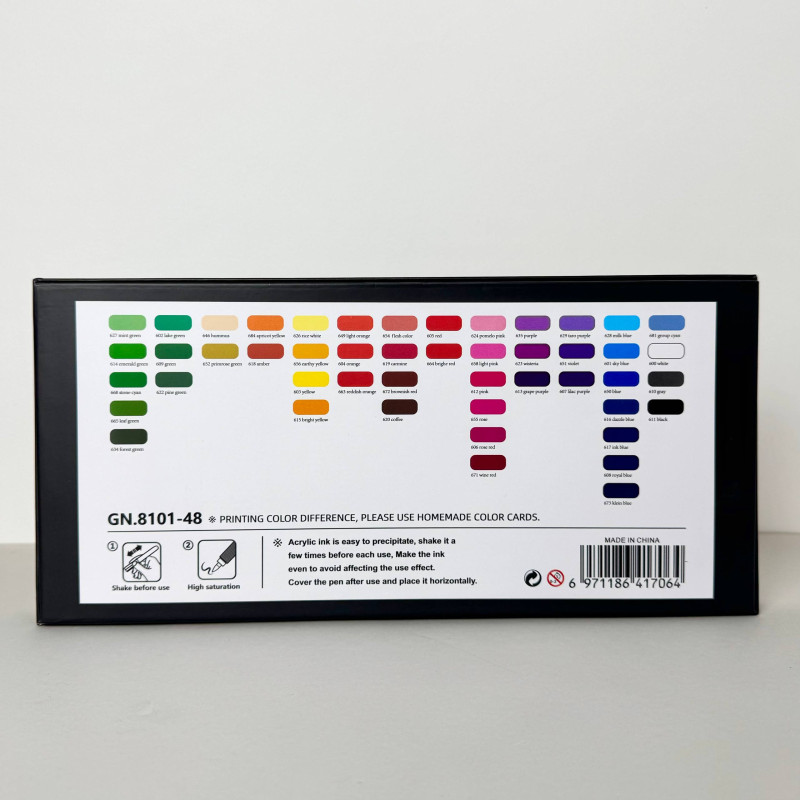 Акрилові маркери GuangNa Brush GN-8101 з м’яким пензликом 48 шт.