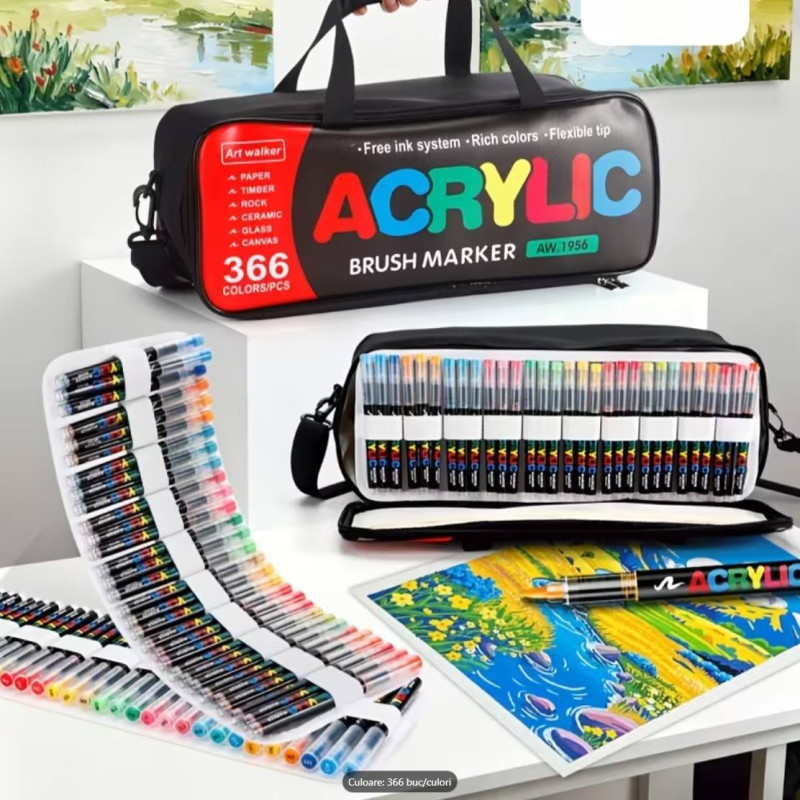 Акрилові маркери GuangNa Brush GN-8101 з м’яким пензликом 366 шт.