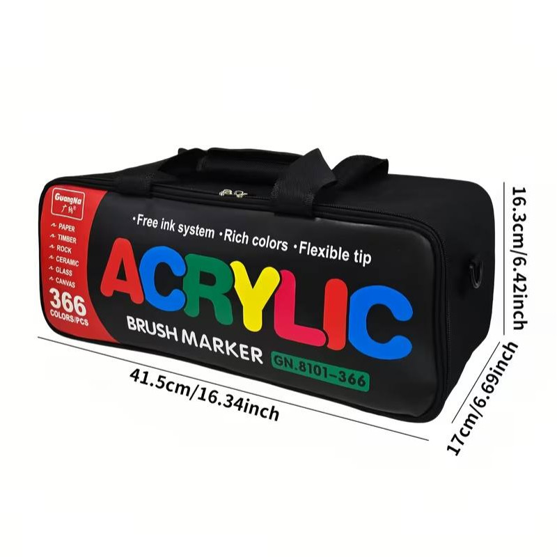 Акрилові маркери GuangNa Brush GN-8101 з м’яким пензликом 366 шт.