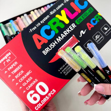 Акрилові маркери GuangNa Brush GN-8101 з м’яким пензликом 60 шт.