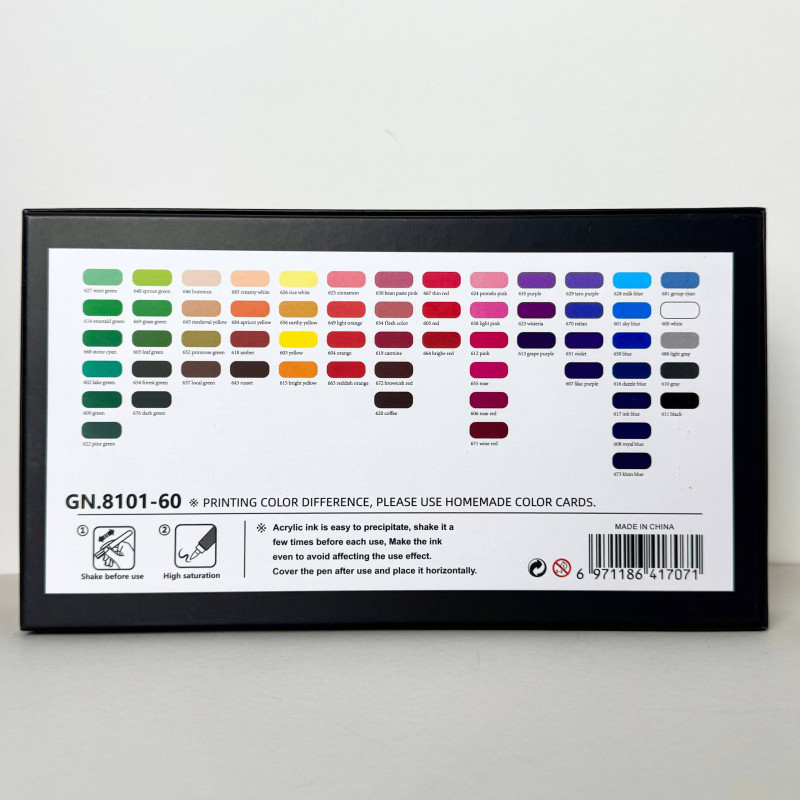 Акрилові маркери GuangNa Brush GN-8101 з м’яким пензликом 60 шт.