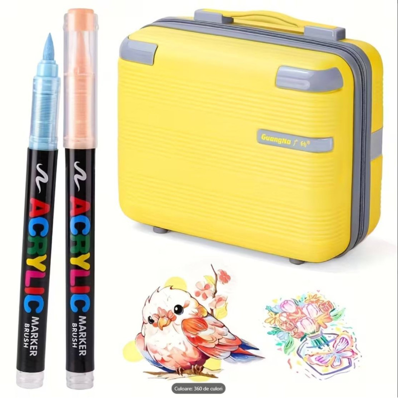 Акрилові маркери GuangNa Brush GN-8101 з м’яким пензликом 360 шт.