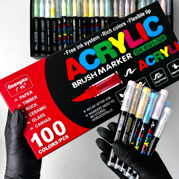 Акриловые маркеры GuangNa Brush GN-8101 с мягкой кисточкой 100 шт.