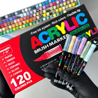Акрилові маркери GuangNa Brush GN-8101 з м’яким пензликом 120 шт.