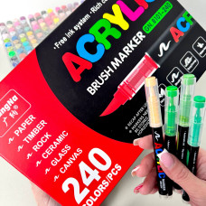 Акрилові маркери GuangNa Brush GN-8101 з м’яким пензликом 240 шт.