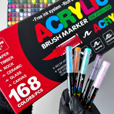Акрилові маркери GuangNa Brush GN-8101 з м’яким пензликом 168 шт.