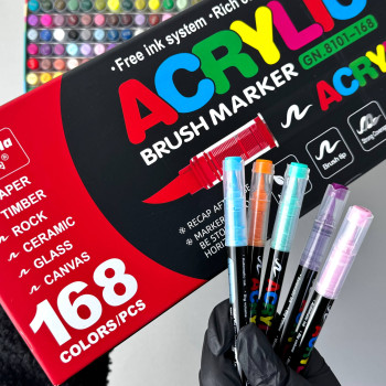 Акриловые маркеры GuangNa Brush GN-8101 с мягкой кисточкой 168 шт.