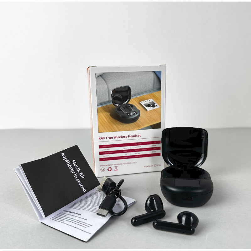Бездротові навушники К40 series, EarBuds, Smart Case (Чорний)