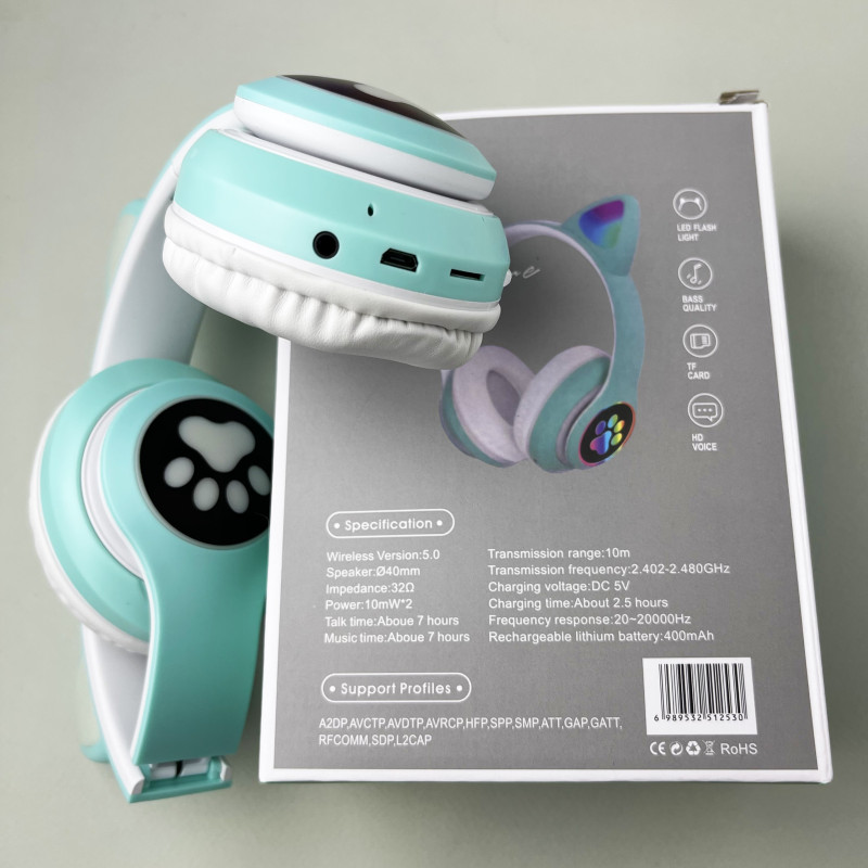 Бездротові навушники Cat Ear RGB STN-28 (М'ятний)