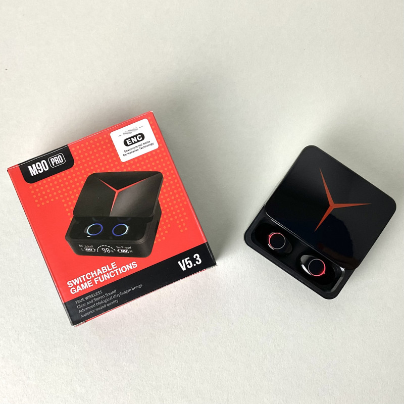 Бездротові навушники M90 Pro series, Gaming EarBuds, Smart Case (Чорний)
