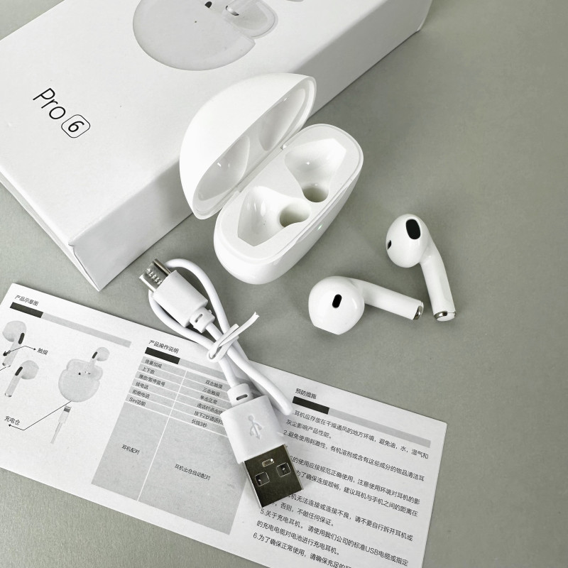 Бездротові навушники Pro 6 series, EarBuds (Білий)