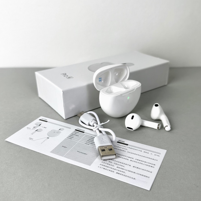 Бездротові навушники Pro 6 series, EarBuds (Білий)