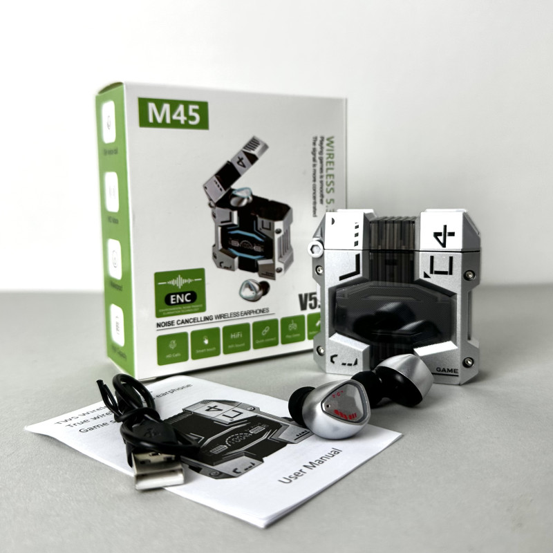 Беспроводные наушники M45 series, EarBuds, Smart Case (Серебряный)