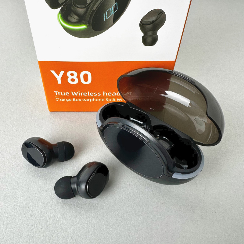 Беспроводные наушники Y80 series, EarBuds, Smart Case (Черные)
