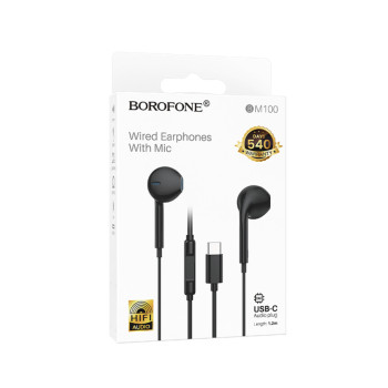 Проводные наушники Borofone BM100 Type-C (Черные)