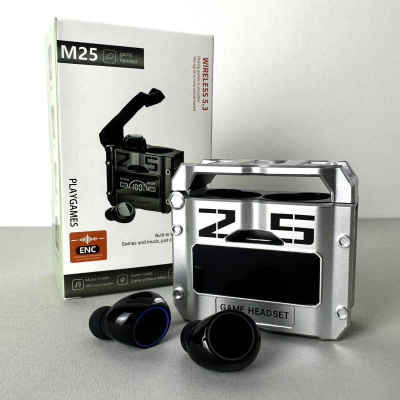 Бездротові навушники M25 series, Gaming EarBuds , Smart Case (Чорний)