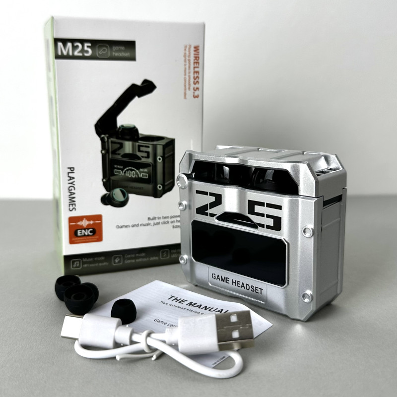 Бездротові навушники M25 series, Gaming EarBuds , Smart Case (Чорний)