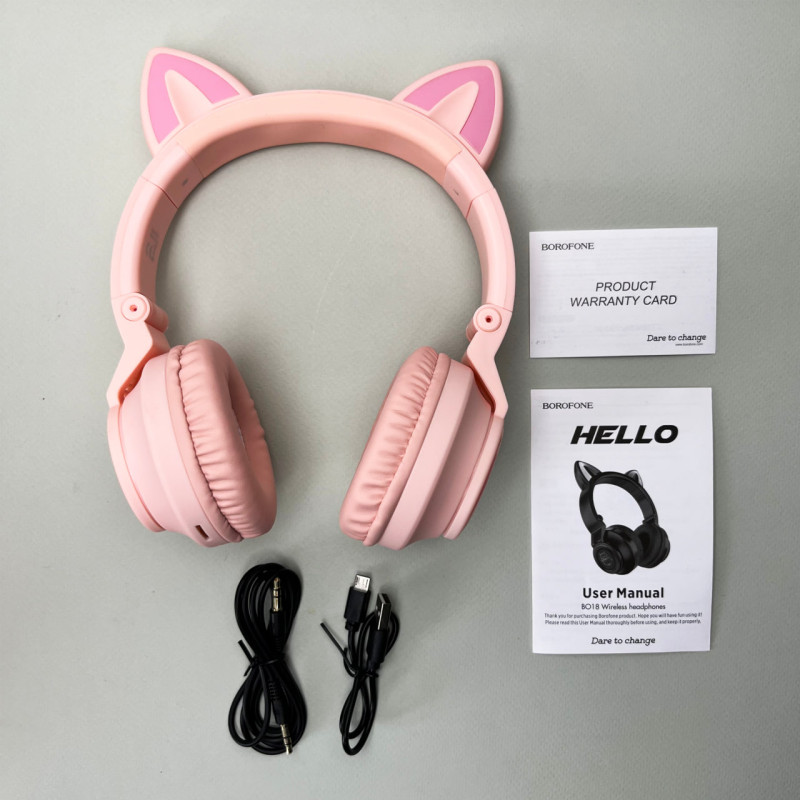Бездротові навушники Cat Ear Borofone BO18 (Рожевий)