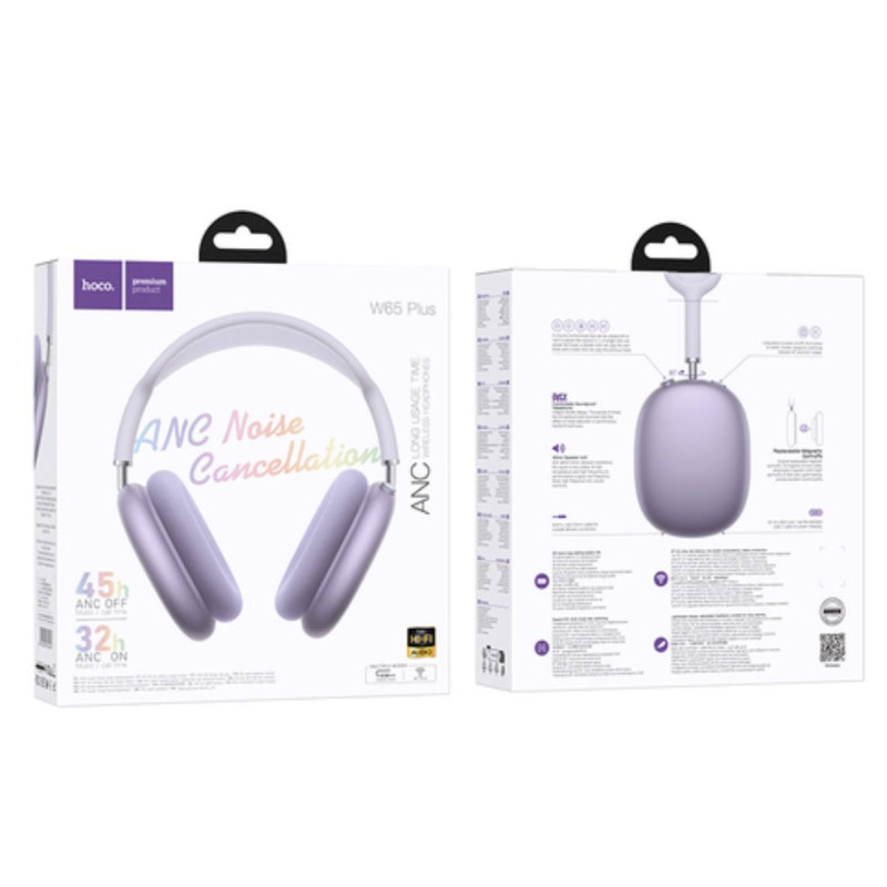 Бездротові навушники Hoco Pro Max W65 Plus ANC (Фіолетовий)