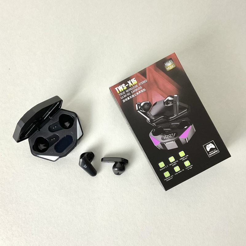 Бездротові навушники X15 series, Gaming EarBuds , Smart Case (Чорний)