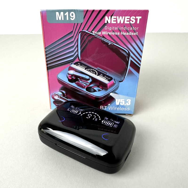 Бездротові навушники M19 series, Digital Indicator, Smart Case (Чорний)