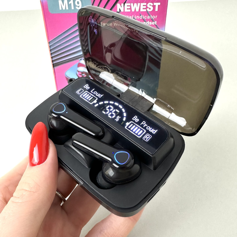 Бездротові навушники M19 series, Digital Indicator, Smart Case (Чорний)