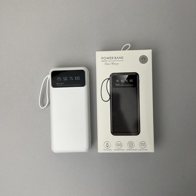 Power Bank Super з кабелем USB+Micro+Type-C+Lightning (20000mAh) Білий