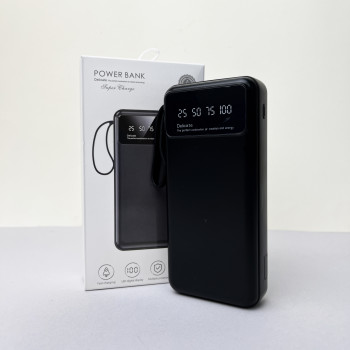  Power Bank Super с кабелем USB+Micro+Type-C+Lightning (20000mAh) Черный 