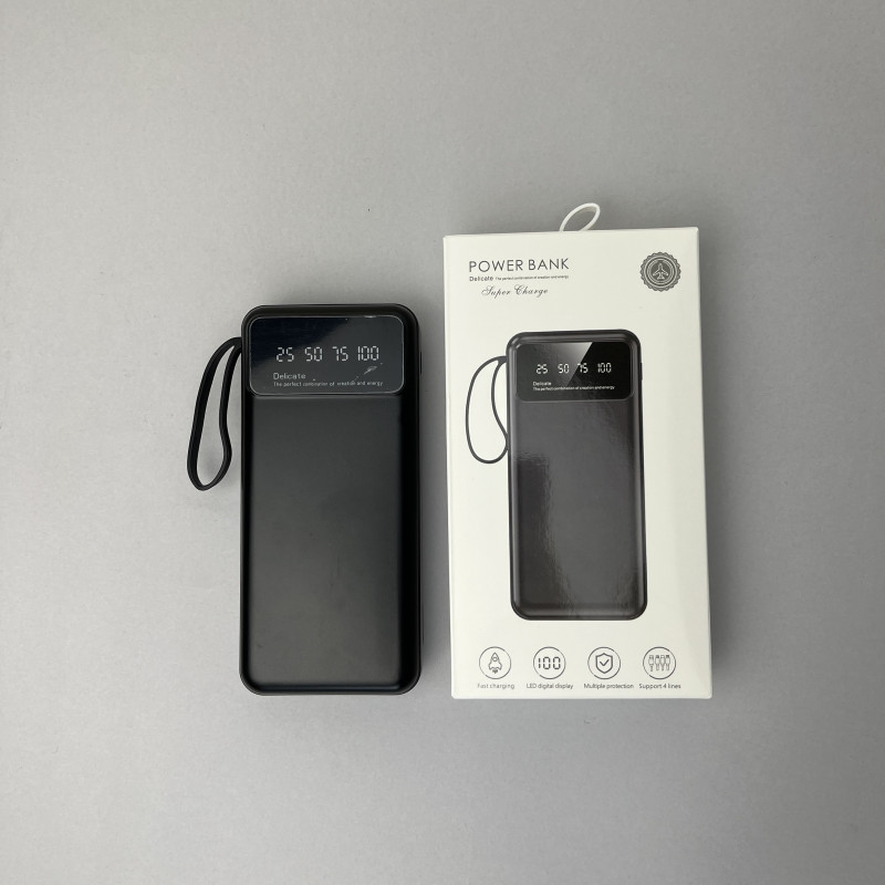 Power Bank Super з кабелем USB+Micro+Type-C+Lightning (20000mAh) Чорний