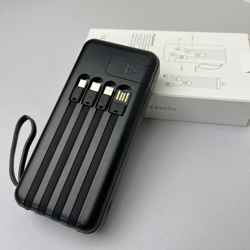 Power Bank Super з кабелем USB+Micro+Type-C+Lightning (20000mAh) Чорний