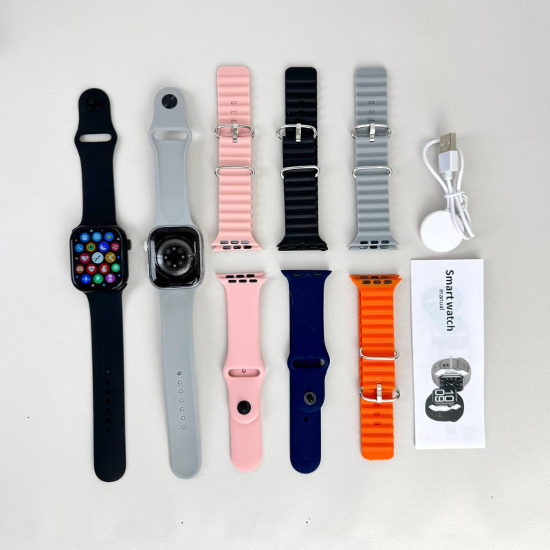 Розумний годинник Smart Watch 10 + 8 ремінців (Чорний) UA