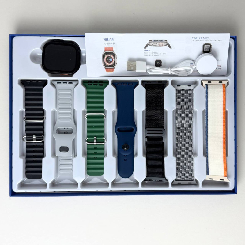Розумний годинник Smart Ultra T24 + 7 ремінців (Чорний)