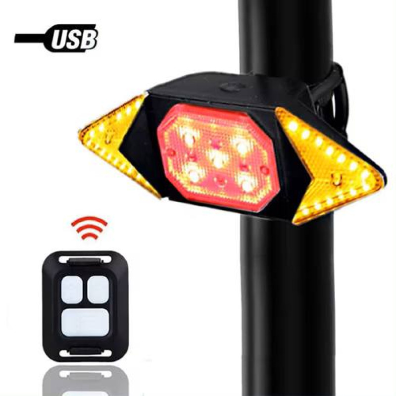 Велоліхтар з поворотами LY-6700 (red+yellow+blue) з акумулятором + пульт управління